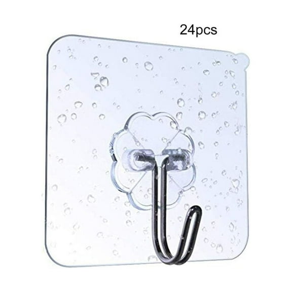 24Packs Adhesive Wall Hooks Heavy Duty Wall Hangers Without Nails Seamless Scratch Hooks for Hanging Bathroom Kitchen Office