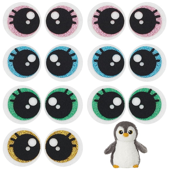 24Pairs 4 Colors Polyester Sew On Patches Cloth Appliques Eye Mixed Color 40x2mm 6 pairs/color
