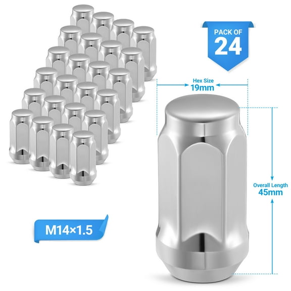 24Pc Chrome 14x1.5 Bulge Acorn Lug Nuts 1.78" For Chevy GMC Silverado Sierra 1500