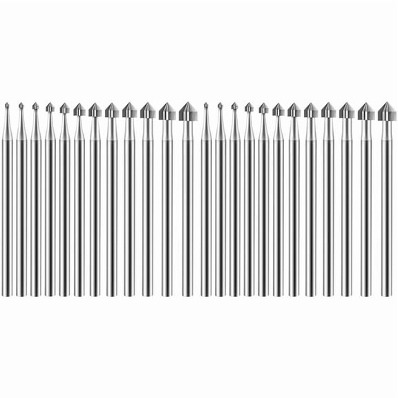 24Pc Cylinder Cone Shape Carving Burr Sets Jewelry SetsShank Making Stone Setting Burs for Lapidary 008-040