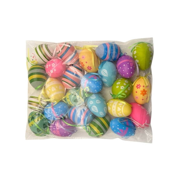 24Pc Easter Egg Party Decorations, Hanging Painted Simulation Eggs, Colorful Egg Set For Easter Decoration, Easter Egg Hunt Supplies For Teens & S, Easter Party