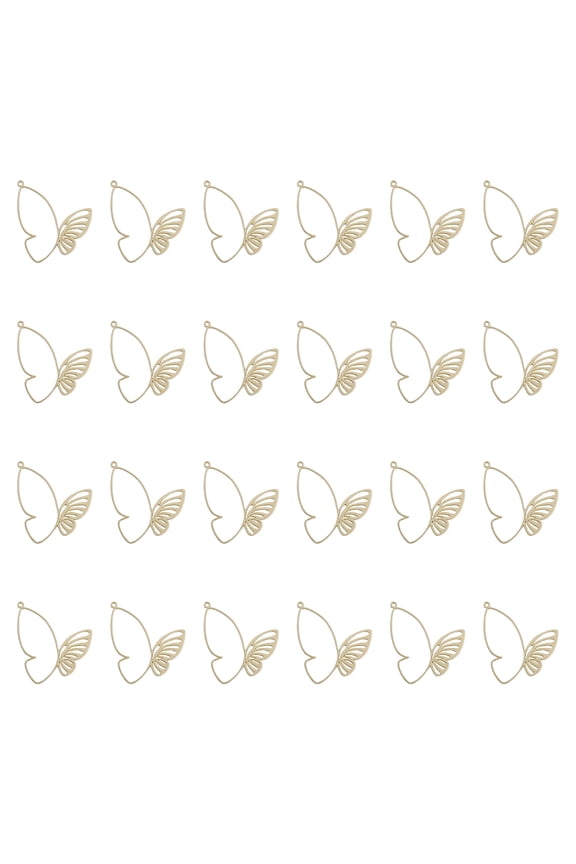 24Pc Rack Plating Alloy Butterfly Charms Open Back Bezel Pendant Butterfly Bezel Charms Open Work Charm Alloy Frame Pendants for Jewelry Making DIY