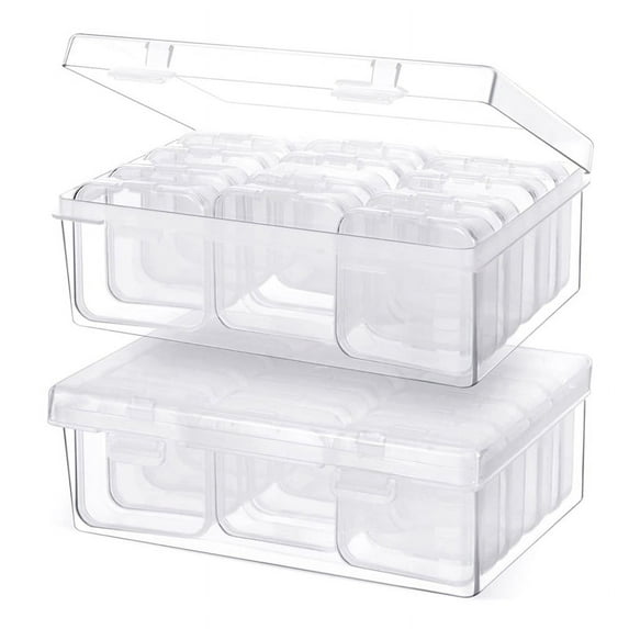24Pc Small Bead Organizer Plastic Storage Containers Clear Case Craft with 2Pc Hinged Lid Cases