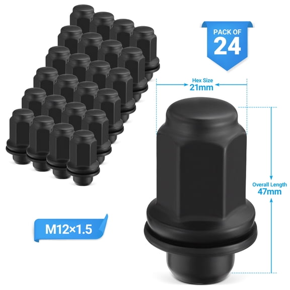 24Pc Toyota 1.85" OEM Lug Nut Black 14x1.5 Fit 2022-24 Sequoia/Tundra Stock Rim