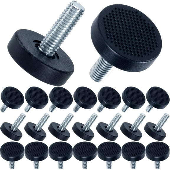 24Pcs 1/4"-20 Thread Furniture Feet, Black Adjustable Table Leg Levelers, Screw in Feet Levelers, Leveling Feet Accessories, Table/Chair/Furniture Feet Levelers for School, Bar