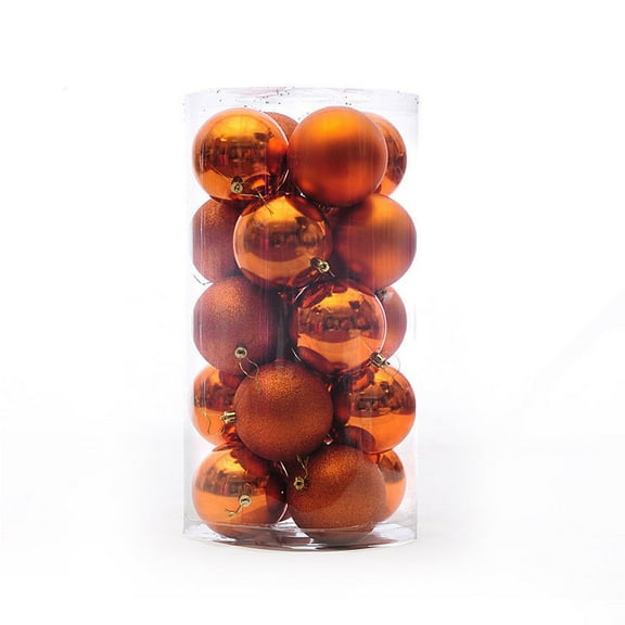 24Pcs 1.57 inches Plastic Christmas Balls ,Shatterproof Christmas Electroplating Balls Barrel Package Hanging Decoration Set,for Christmas Tree Holiday Wedding Party Decoration,Bronze