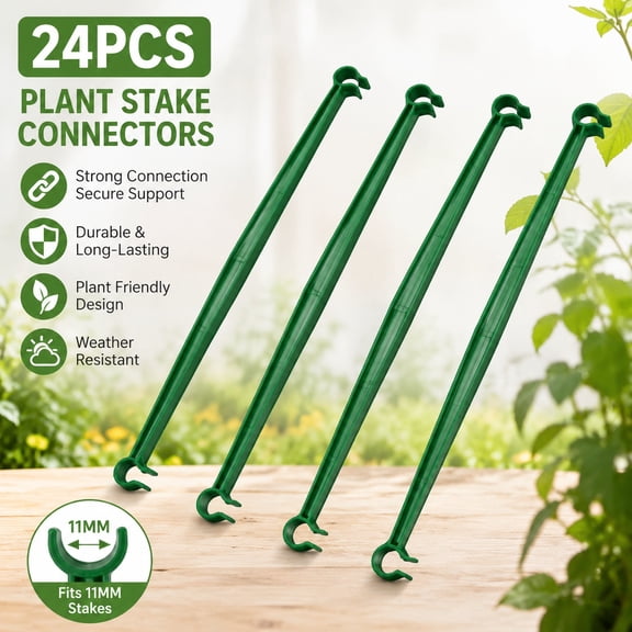 24Pcs 11MM Plant Stake Connectors for Tomato Cage Trellis Arms Garden Plant Support Clips