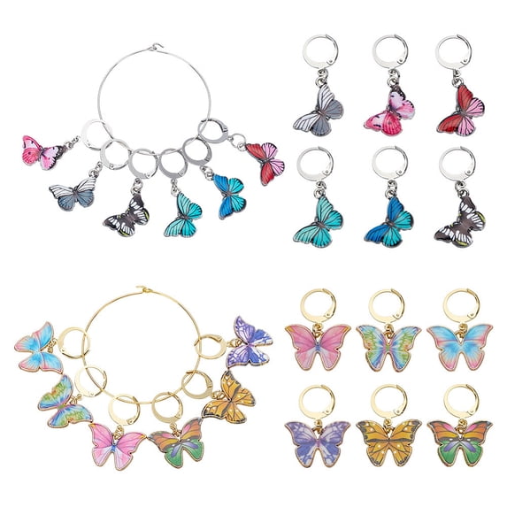 24Pcs 12 Styles Butterfly Stitch Marker Charms
