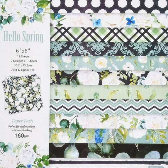 24Pcs 12 Styles Flower Scrapbook Paper Pad Decorative Floral Craft Background Paper for Photo Album Scrapbooking Greeting Card Square Mixed Color 152x152x0.2mm