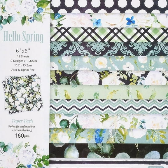 24Pcs 12 Styles Flower Scrapbook Paper Pad Decorative Floral Craft Background Paper for Square Mixed Color 152x152x0.2mm Mixed Color