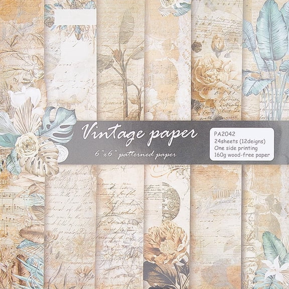 24Pcs 12 Styles Scrapbook Paper Pads for DIY Album Scrapbook Background Paper Diary Decoration Square Word 152x152x0.2mm 2pcs/style handmade