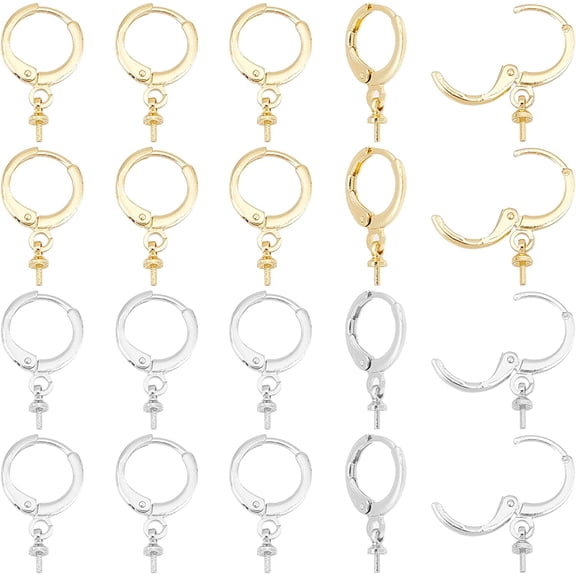 24Pcs 2 Colors Brass Beading Hoop Earrings Finding Simple Loop Earring Findings Open Earring Beading Hoop for Jewelry Making DIY Crafts Colorful