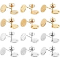 thumbnail image 1 of 24Pcs 2 Colors Flat Round Stud Earring Findings Textured Blank Earrings Stainless Steel Earring Post with Loop Disc Charms Earrings for DIY Jewelry Craft Making Hole: 1.2-1.4mm Mixed Color, 1 of 6