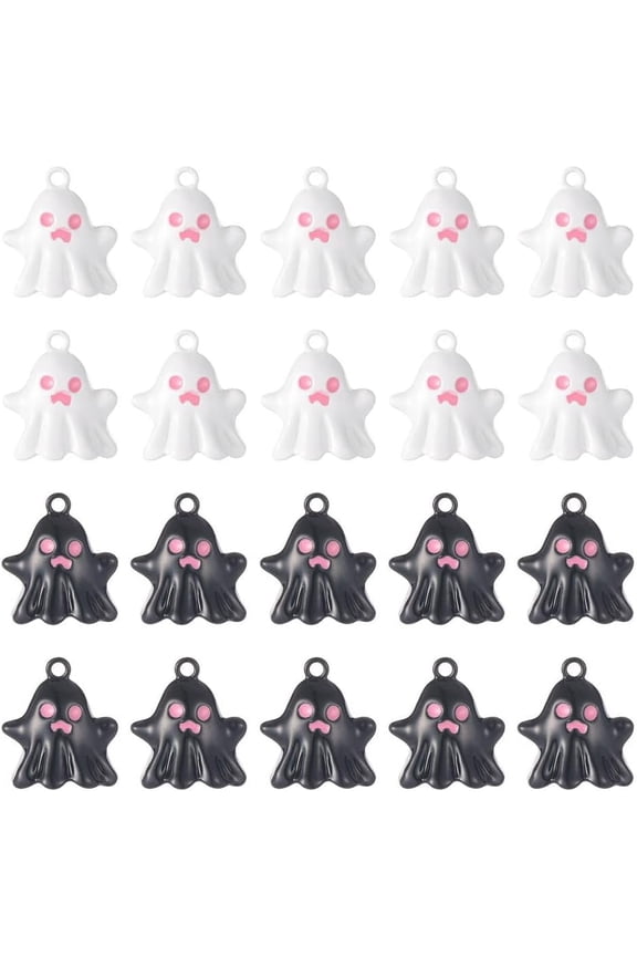 24Pcs 2 Colors Spray Painted Alloy Enamel Pendants Charm Mixed Color 19.5x17.5x12.5mm Hole: 1.8mm 12pcs/color for Handmade