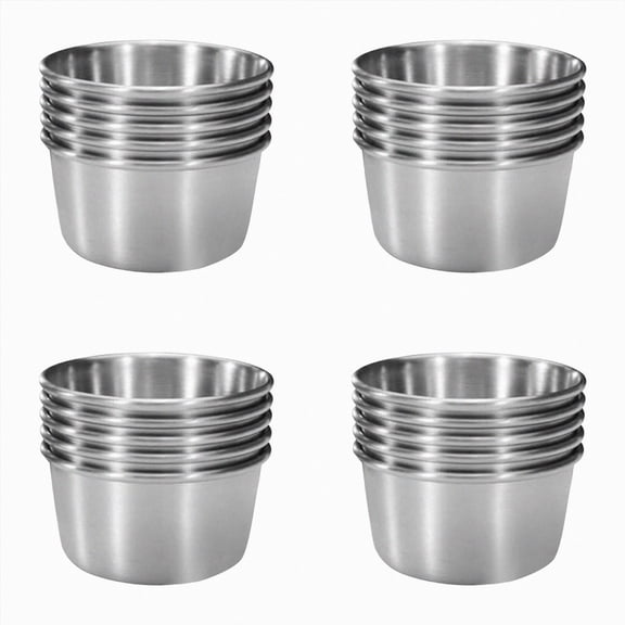 24Pcs 2 Oz Stainless Steel Dipping Sauce Cup, Mini Dip Bowls, Reusable Metal Condiment Cups Ramekins Containers