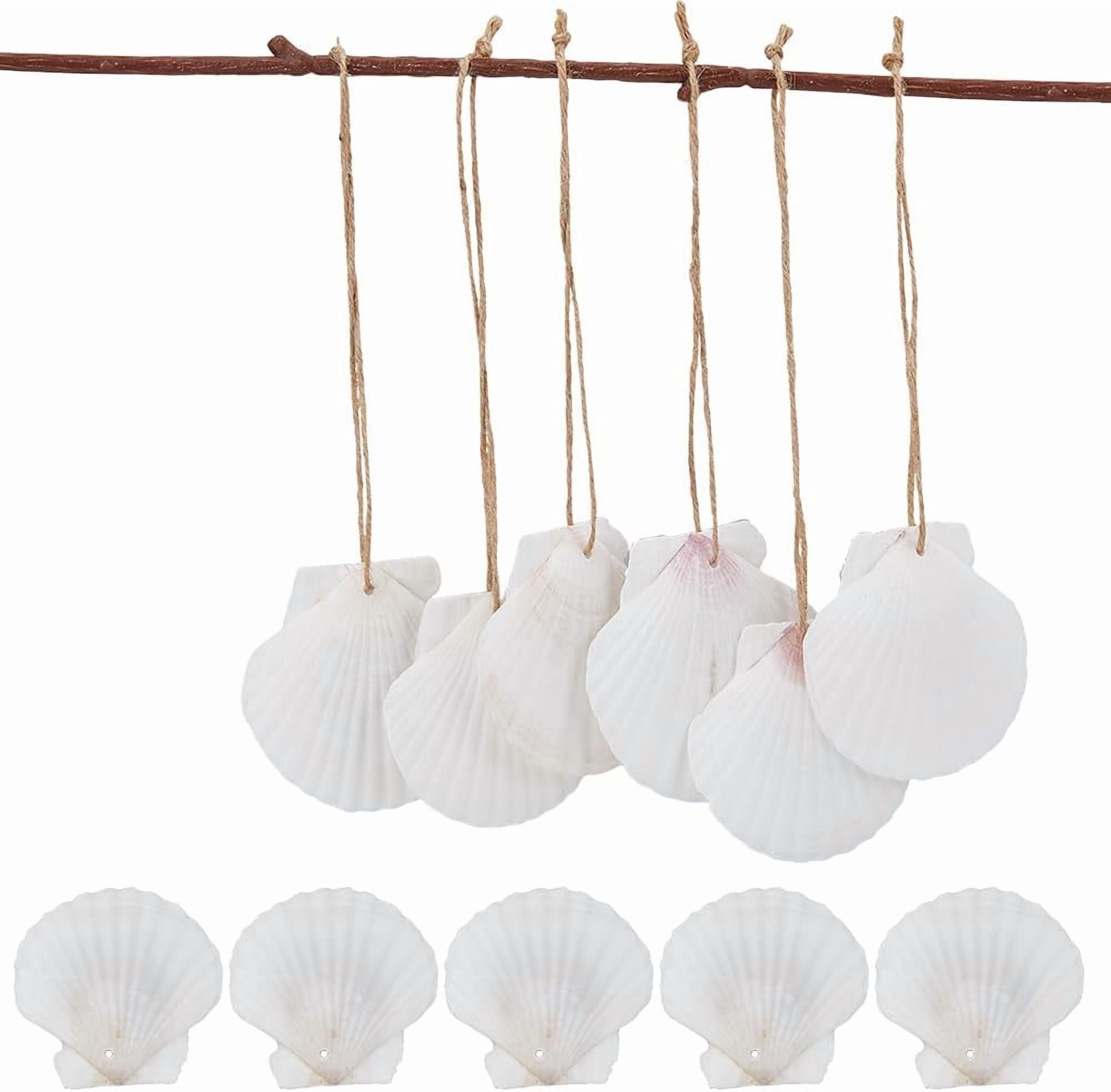 24Pcs 2 Sizes Seashell Beach Christmas Ornaments Hanging String ...