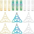 thumbnail image 1 of 24Pcs 2 Styles 3 Colors Trinity Knot Charm Irish Celtic Jewelry Triangle Triquetra Pendant Moon Phase Bar Pendant Rectangle Crescent Moon Charm for DIY Craft Jewelry Making, 1 of 9