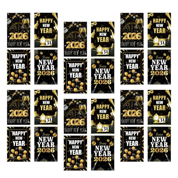 24Pcs 2026 Happy New Year Bottle Sticker Waterproof Wine Bottle Wrapping Labels For Champagne Wine Festival Celebration