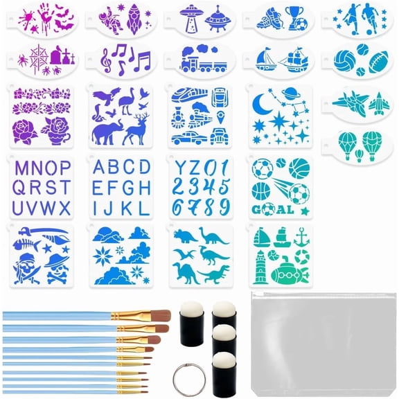 24Pcs 24 Styles Animal Face Painting Theme PET Plastic Hollow Out Drawing Painting Stencils TemplatesLoose Leaf Book Binder Rings1pc/style