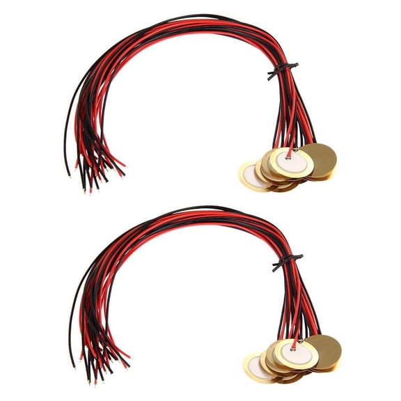 24Pcs 27mm Piezo Discs with Leads Mic Drum Trigger Acoustic Pickup CBG Guitar,24 x piezos Amplifiers discs leads
