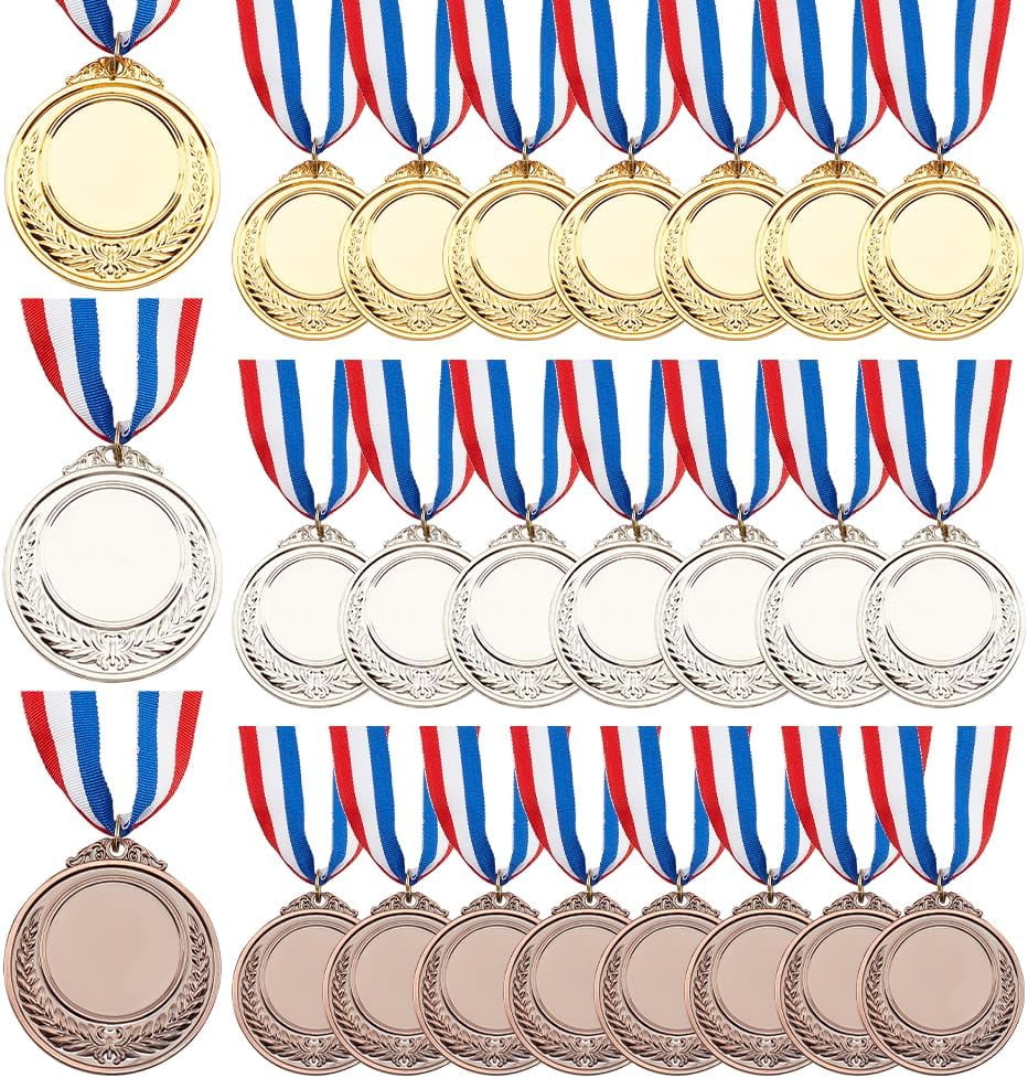 12 Pack Participant Award Medals With Ribbons - 2 Inch Bronze Metal Participation Trophies For Sports Events