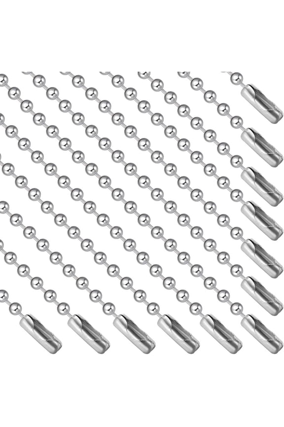 24Pcs 304 Stainless Steel Ball Chains 20 Inch Beaded Necklace Chain Ball Light Pulls Extension Chains for for Necklace Hanging 2.4mm Diameter Silver