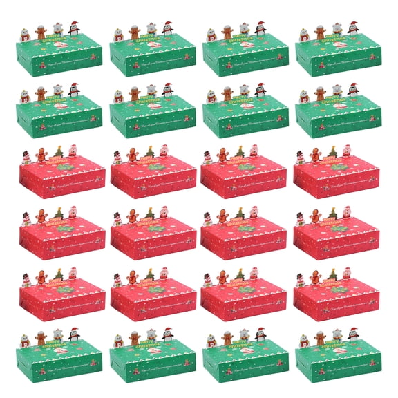 24Pcs 3D Christmas Cookie Storage Case Handmade Gift Boxes for Holiday Treats Decorative Biscuits Packaging Box