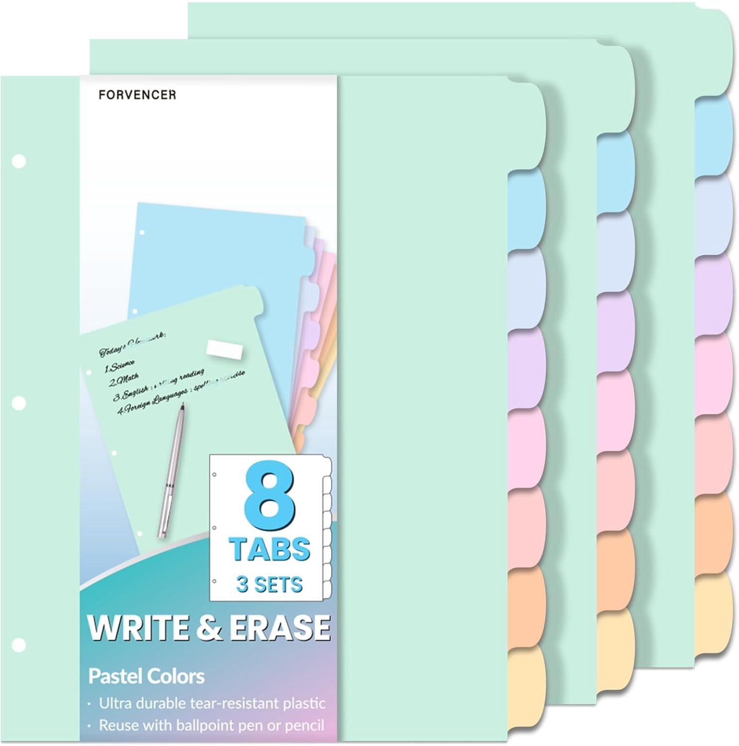 Color Coded Binder Tabs 30-Pack 3-Ring Binder Dividers With Tabs - 6 ...