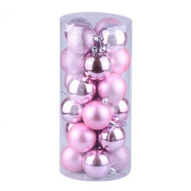 Pretty Comy Pink Plastic Shatterproof Christmas Ball Ornaments, 24 Count (1.2")