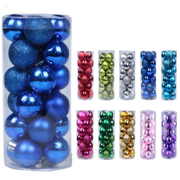 24Pcs 3cm Mini Christmas Balls Ornaments, Small Shatterproof Christmas Baubles for Xmas Christmas Tree, Hanging Ball for Holiday Wedding Party Decoration