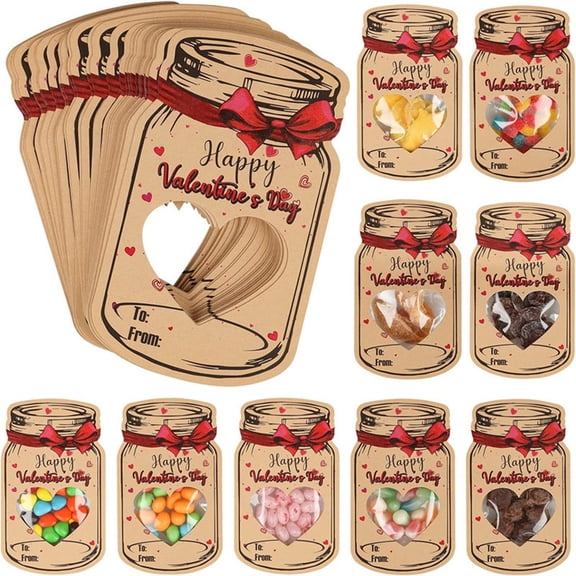24Pcs 4*6 Inch Valentine's Day Candy Cards With Drifting Bottle Shaped Cards For Valentine's Day Party Gift Exchange