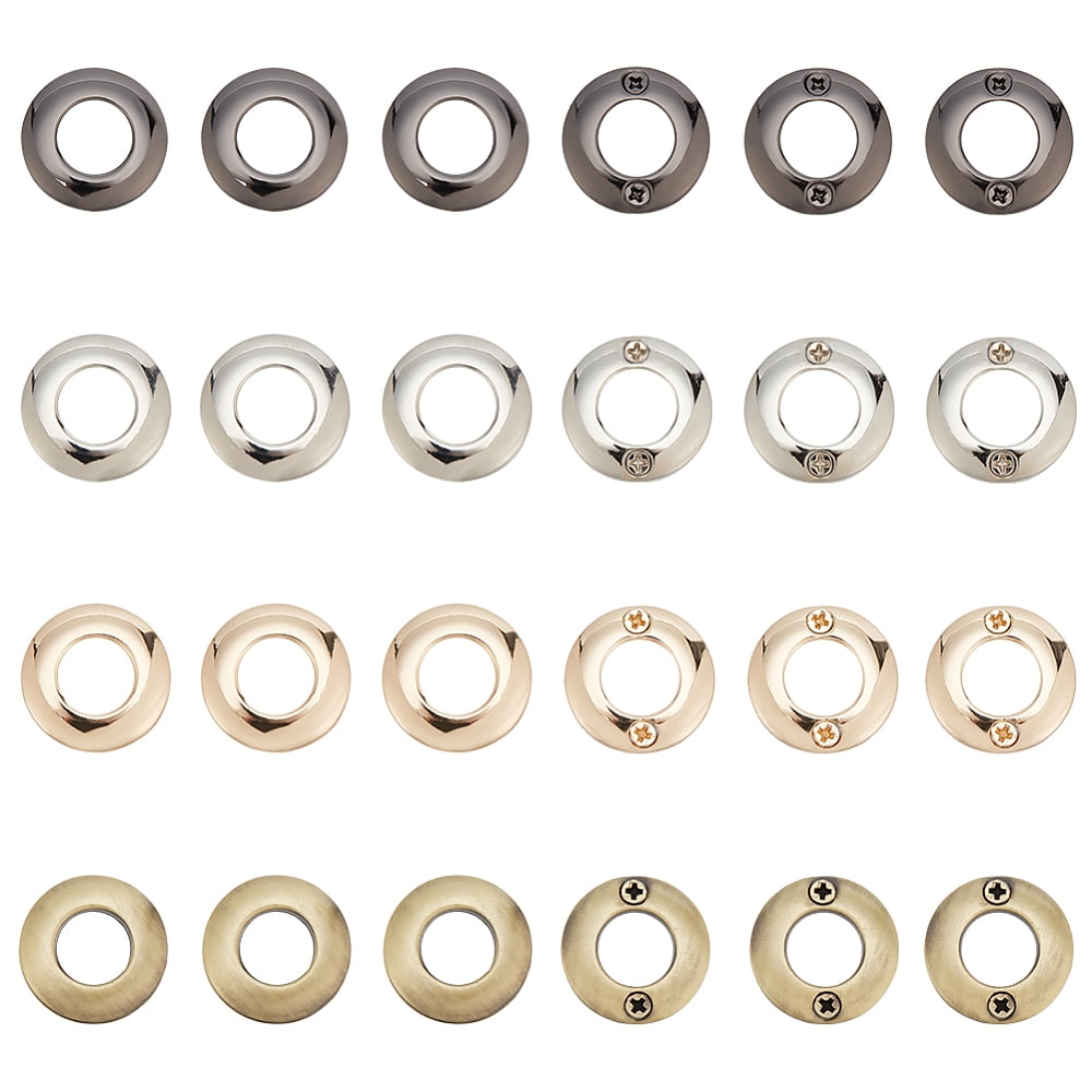 24Pcs 4 Colors Alloy Grommet Eyelet Findings Screw Together Grommet ...