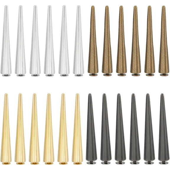 24Pcs 4 Colors Metal Long Rivets 55mm Cone Spikes Punk Screw Rivets for DIY Punk Leather Crafts Cone Rivets with and Studs for Jacket Garment Leather Decoration Making Making DIY
