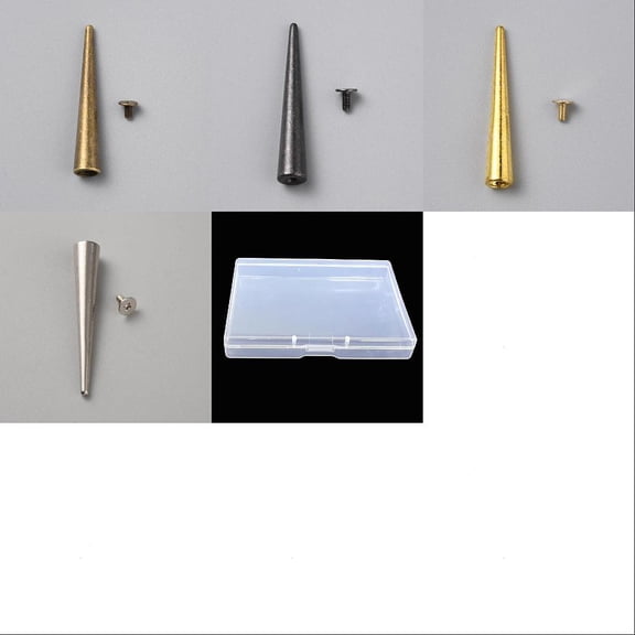 24Pcs 4 Colors Metal Long Rivets 55mm Cone Spikes Punk Screw Rivets