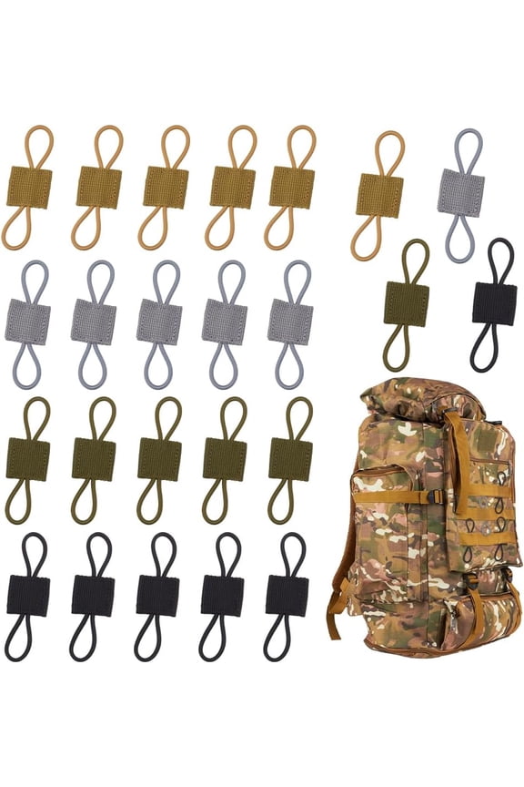 24Pcs 4 Colors Tactical Gear Holder Clip Tactical Binding Retainer Molle Web Retainer Elastic Binding Ribbon Buckle Tactical Backpack Accessories for Backpacks Vest Bags