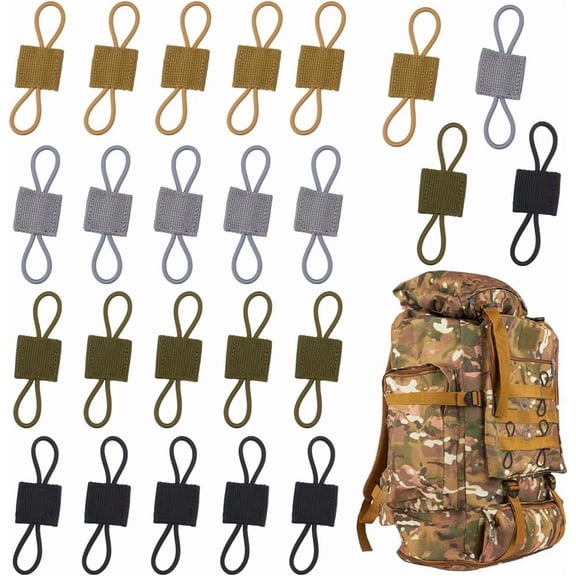 24Pcs 4 Colors Tactical Gear Holder Clip Tactical Binding Retainer Molle Web Retainer Elastic Binding Ribbon Buckle Tactical Backpack Accessories for DIY Making