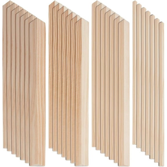 24Pcs 4 Sizes Triangle Wood Sticks 9.8 Inch Long Unfinished Wooden Dowel Rod Triangle Dowels Strips 10/12/15/17mm Hardwood Dowel Sticks DIY Crafts Sticks for Crafting Arts Projects DIY