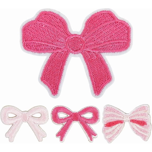 24Pcs 4 Styles Computerized Embroidery Cloth Iron on/Sew on Patches Self-adhesive Fabric Costume Accessories Bowknot Mixed Color 18-46x19-58x1.4-2mm