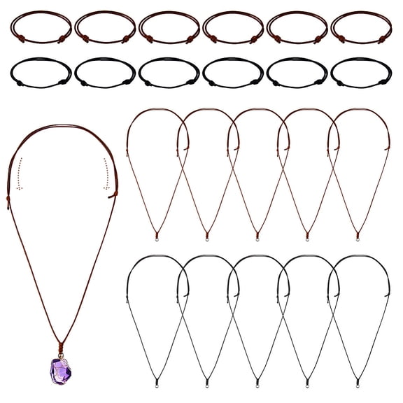 24Pcs 4 Styles Rope Necklace Cords Adjustable Bracelet String Double Knotted Cord Polyester Rope Chain Choker with Metal Ring DIY
