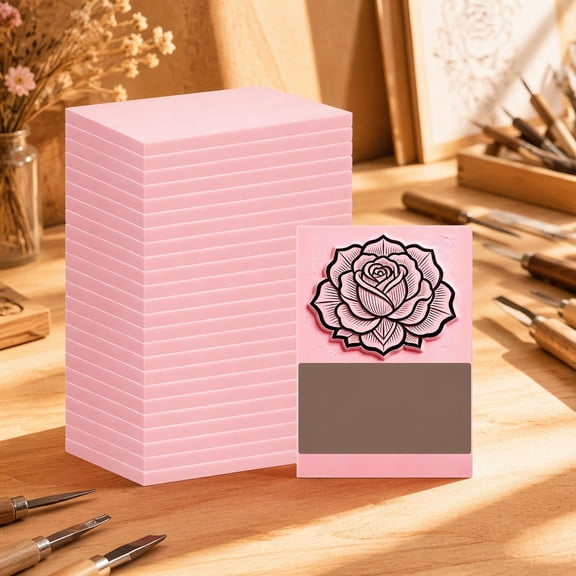 24Pcs 4"x6" Soft Rubber Linocut Blocks, Easy Cut Relief Linoleum Carving Blocks for Making, Printmaking, DIY Art and Hand Projects