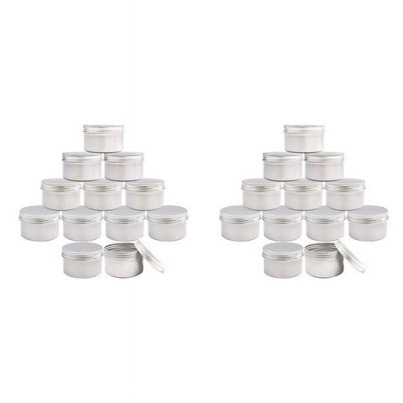 24Pcs 4Oz Metal Candle Tins for DIY Candle Making, Metal Tins with Screw ,for Candle Making,Crafts,Storage (Silver)