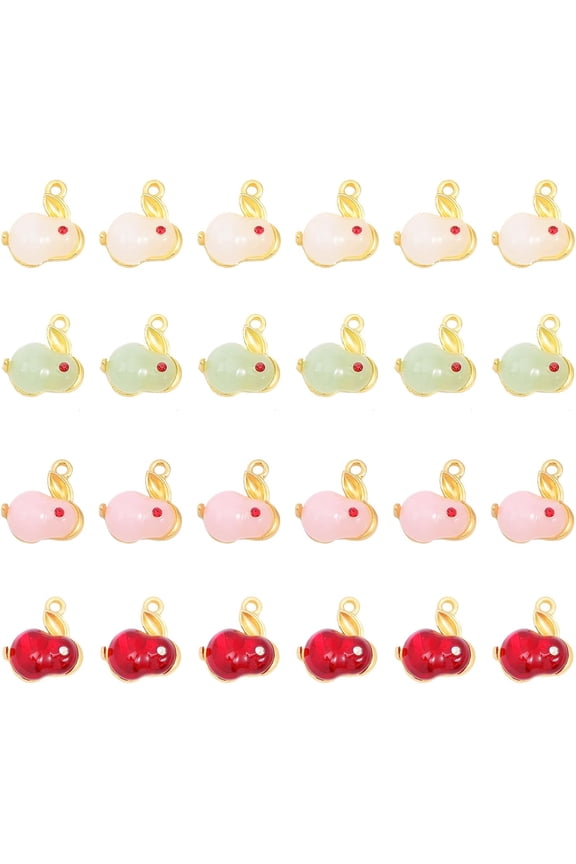 24Pcs 4Styles Jade Rabbit Charms Bunny Charms of The Rabbit Zodiac