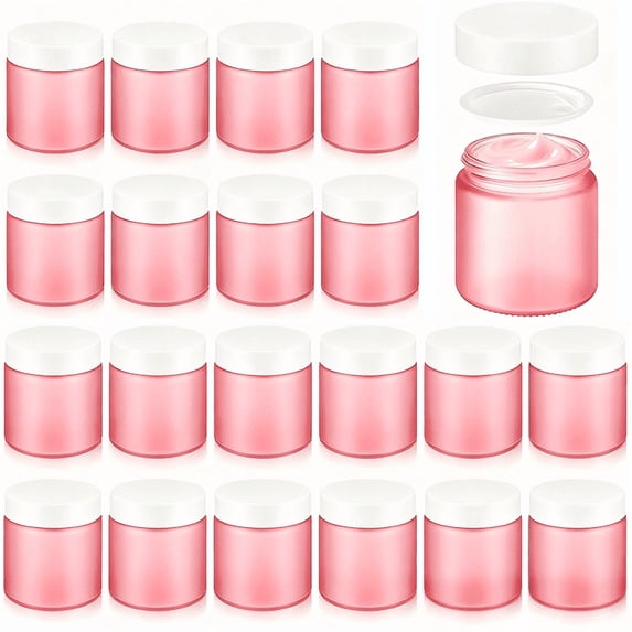 24Pcs 4oz Pink Plastic Jars with Lids, Leak Proof Round Containers for Creams Lotions Powders, Travel Size Refillable Sample Jars for Bridesmaid Gifts