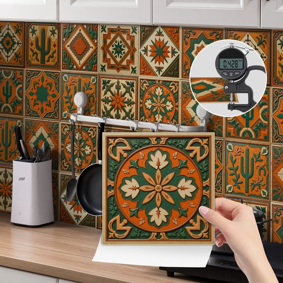 24Pcs 4x4 Inch European Floral Tile Stickers, Peel and Stick Waterproof PVC Decals, Farmhouse Style Self-adhesive Wall Stickers for Kitchen Bathroom Backsplash Home Decor
