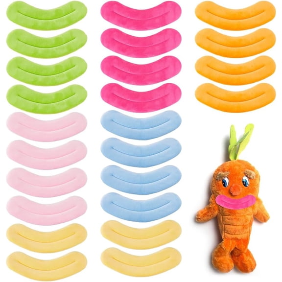 24Pcs 6 Colors Mouth Plush Mouth Parts Stuffed Animal Lips Sew-on Plush Mouths Safety Mouths for Stuffed Dolls Animal DIY Craft Making Accessories 17.5x7cm/6.9x2.8" for DIY
