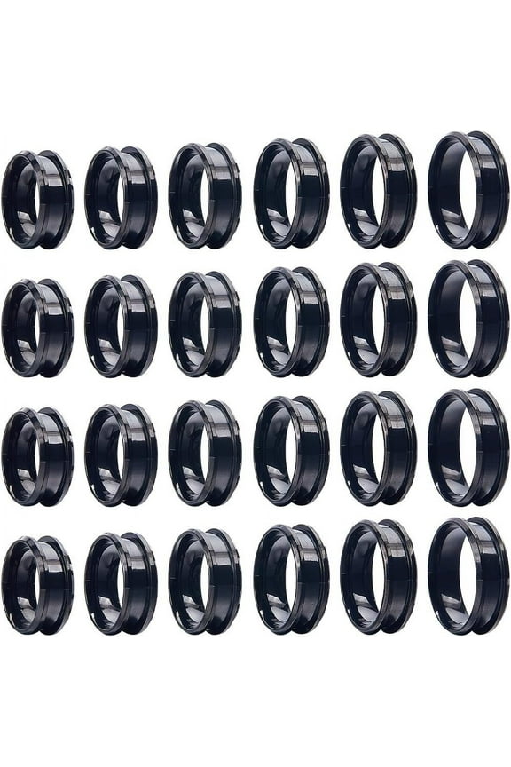 24Pcs 6 Size 304 Stainless Steel Grooved Finger Ring Settings Ring Core Blank for Inlay Ring Jewelry Making Electrophoresis Black US Size 6 1/2~13(16.9~22.2mm) 4Pcs/size