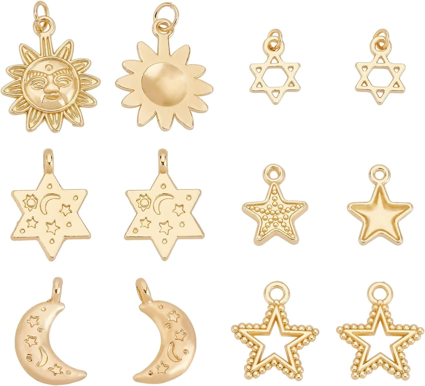 Set of Five Charms Heart, Butterfly, Bee, Moon, and Star 14k Gold-plated Set of Five Charms Heart, Butterfly, Bee, Moon, and Star 14k Gold-plated