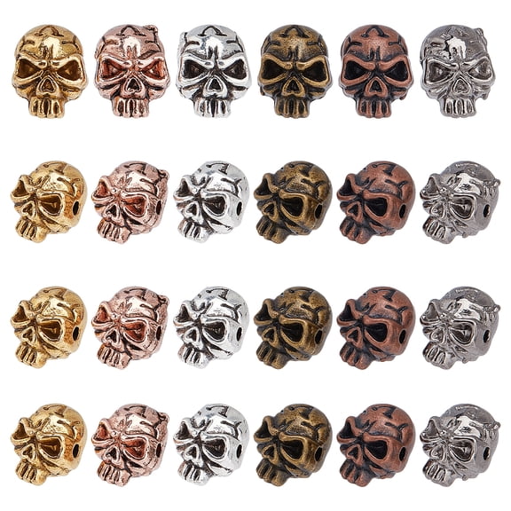24Pcs 6 Style Zinc Alloy Beads Mixed Color 12x9x8mm Hole: 1.5mm 4pcs/style