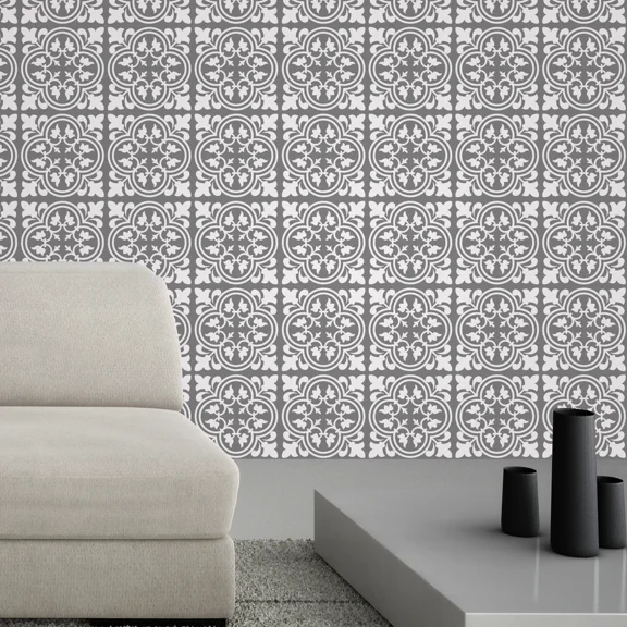 24Pcs 6"X6" Cement Antique Floral Tulip Pattern Peel And Stick Tiles Sticker Art