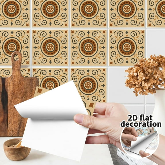 24Pcs 7.8"x7.8" Mediterranean Tile Stickers Peel and Stick,Self Adhesive  Backsplash for Kitchen Bathroom DIY Decor(PVC Material)